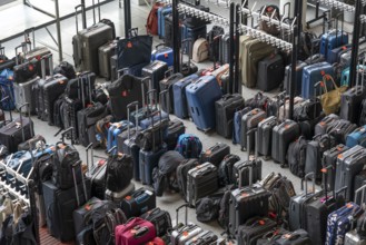 Luggage storage, cloakroom, in an exhibition hall, at the Hannover Messe, Lower Saxony, Germany,