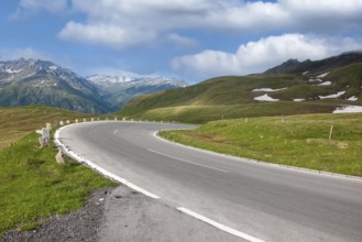 Grossglockner High Alpine Road at the highest point behind the Hochtor tunnel with a view to the