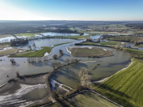 Haltern am See, North Rhine-Westphalia, Germany, floods on the Lippe, river in the Ruhr area, the