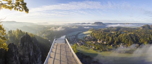 Sunrise in Saxon Switzerland, Rathen, Saxony, Germany, Europe