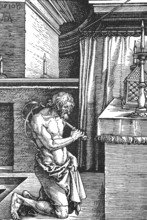 The repentant penitent who scourges himself with the whip, Sinner, Scourging, Punishment,