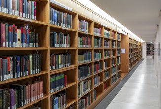 Bookshelves with historical folios, Staatsbibliothek Unter den Linden, Berlin, Germany, Europe