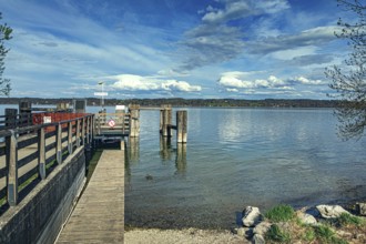 Landing stage on Lake Starnberg in Bernried, Germany, Europe