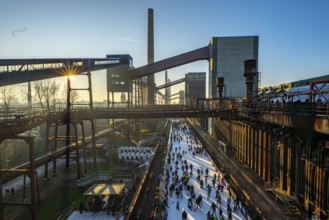 Ice rink at the Zollverein coking plant, Zollverein World Heritage Site, Essen, Germany, Europe