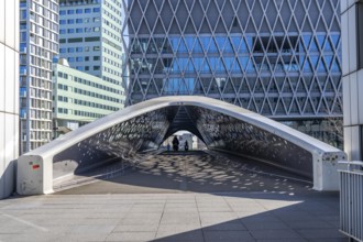 The Parkbruk, cycle and pedestrian bridge in the city centre of Antwerp, crosses a multi-lane city