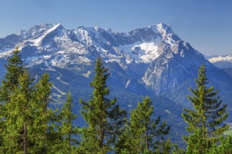 View from the Wank 1780m to the Zugspitzgruppe 2962m, Garmisch-Partenkirchen, Loisachtal,