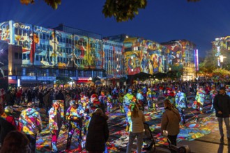 Essen Light Festival, in the city centre, light art on Kennedyplatz, the Berlin artist Daniel