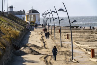 Beach promenade, bandstand, Borkum, island, East Frisia, winter, season, autumn, Lower Saxony,