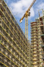 Construction site of a large building project on Huyssenallee in Essen, Huyssen Quartier,