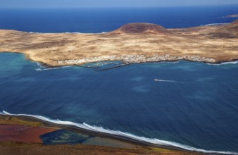 View from the Mirador del Río viewpoint, designed by artist César Manrique, of the island of La
