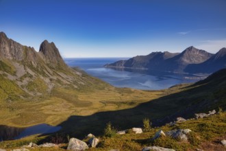 Rocky cliffs, Husoy, Senja, Senja Scenic Route, Norway, Europe
