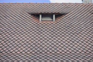 Roof with historic dormer window, Bamberg, Upper Franconia, Bavaria, Germany, Europe