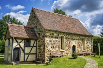 Elbe boatmen's church in Priesitz, Pretzsch Elbe, Bad Schmiedeberg, Saxony-Anhalt, Germany, Europe