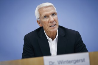 Ralf Wintergerst, Bitkom President, recorded during a press conference on the economic protection
