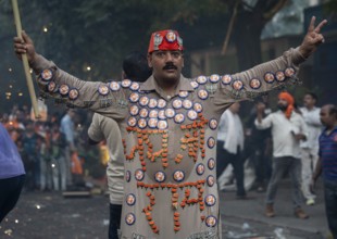 New Delhi, India, 4 June 2024. Bharatiya Janata Party (BJP) supporters celebrate as India's Prime
