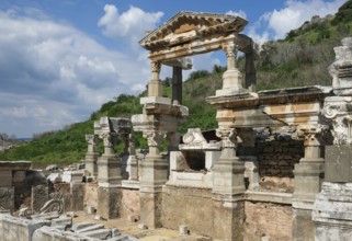 Trajan's Fountain, ruins of Ephesus, ancient archaeological site, Izmir province, Turkey, Asia