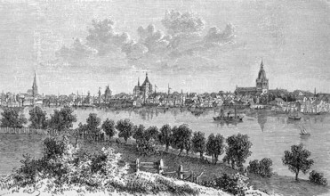 Rostock, Mecklenburg-Vorpommern, in Germany, in 1880, Historical, digital reproduction of an