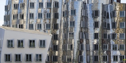 Gehry buildings, Media Harbour, Neuer Zollhof, Düsseldorf, North Rhine-Westphalia, Germany Europe