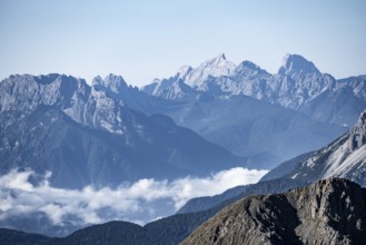 View from the Carnic main ridge to the Sesto Dolomites, Carnic Alps, Carinthia, Austria, Europe