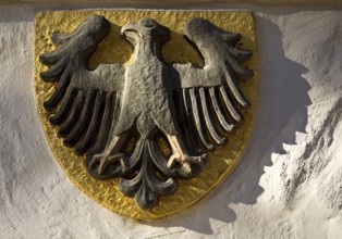 Imperial eagle on the town hall, heraldic animal of the town of Goslar, Old Town, UNESCO World