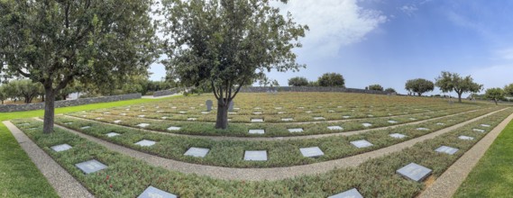 Panoramic photo wide view over part of German military cemetery inaugurated in 1974 by Volksbund