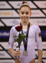 Frederika Suhl GER Award ceremony silver medal gymnastics, EnBW DTB-Pokal, Porsche-Arena,