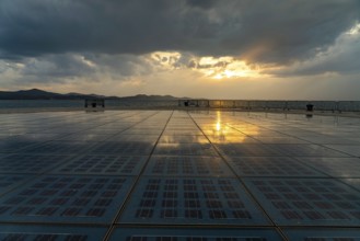 Artwork and solar installation Greeting to the sun at sunset, Zadar, Croatia, Europe