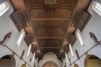 Wooden vault of St Otto's Church, built from 1912 to 1914 in Art Nouveau style, Siechenstraße 61,