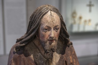 Head of Christ, detail of the Palmesel, wooden figure from around 1520, Diözesan Museum, .