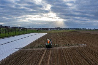 A field is treated with pesticides