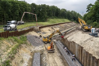 Renaturalisation work on the Boye, Emscher tributary, now sewage-free, the wastewater flows in the