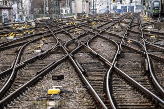 Empty tracks in front of Cologne Central Station, 3-day strike of the railway union GDL, only very