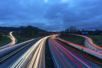 The Kaiserberg motorway junction, A40 motorway, Ruhr expressway, crosses the A3, bridge landscape,