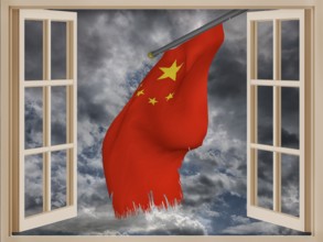Symbolic image, fragile alliances, China versus USA-EU-Japan, Western value system, world stock