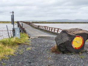 Historic bridge of ring road no. 1, crossing river Markarfljot, southern coast, Iceland, Europe