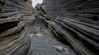 Las Grietas volcano columns, Lanzarote, Canary Islands, Spain, Europe
