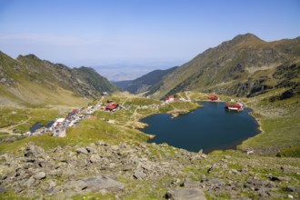 Romania: Lake Balea (Romanian: Balea Lac) from above. The lake is located at the summit of the