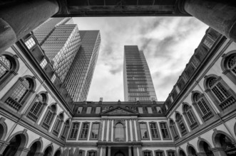 Thurn und Taxis Palais, also known as Bundespalais or Palais Frankfurt, black and white, Frankfurt