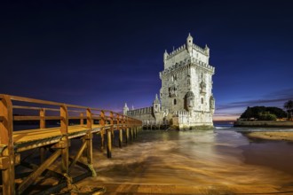 Belem Tower or Tower of St Vincent, famous tourist landmark of Lisboa and tourism attraction, on