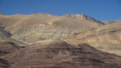 Colourful mountains, layered landscape, Gorges du Dades, Dades Gorge, Taboulmante, Morocco, Africa