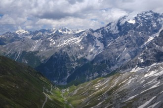 Stilfserjoch, Vinchgau, South Tyrol, Italy, mountain landscape on the Ortler, Italian Alps, snowy