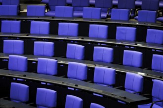 Empty chairs in the German Bundestag. Berlin, 13.06.2024