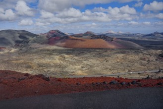 Volcanic landscape of the Fire Mountains, Montañas del Fuego, Timanfaya National Park, Lanzarote,