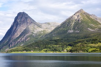 Steep mountains on Grytoya island, Troms county, northern Norway