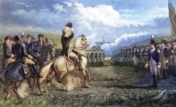 Washington takes command of the army in Cambridge Massachusetts USA 1775, George Washington,
