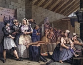 The Harlots Progress Scene in Bridewell From the original pictue by Hogarth from The Works of