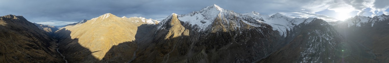 Schafkogel and Querkogel, glacier Schlaf Ferner, evening mood, Niedertal with three thousand metre
