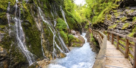 Wimbach Gorge in the Bavarian Alps Panorama in Ramsau near Berchtesgaden, Germany, Europe