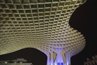 SEVILLE, SPAIN-OCTOBER 17, 2017: Metropol Parasol in Plaza de la Encarnacion, the biggest wooden
