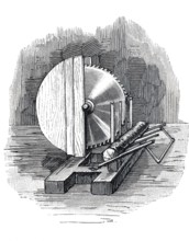 Exhibition on accident prevention in Berlin 1889, circular saw with safety device, digital
